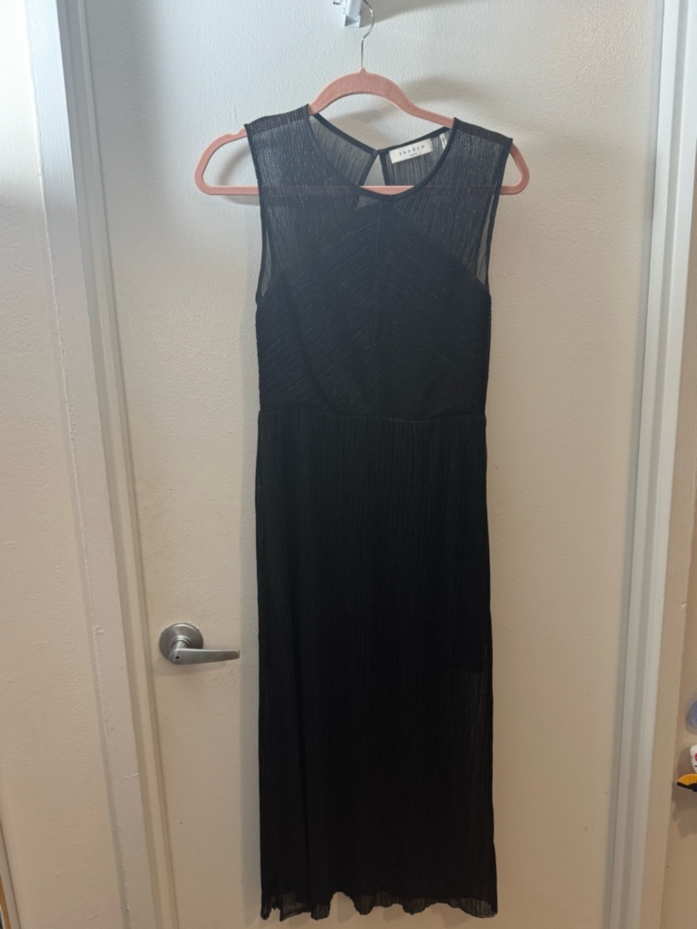 Sandro metallic Black Sleeveless Midi Dress